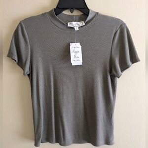 Nwt Hippie Rose Green Ribbed Short Sleeve Crop Top Size Large